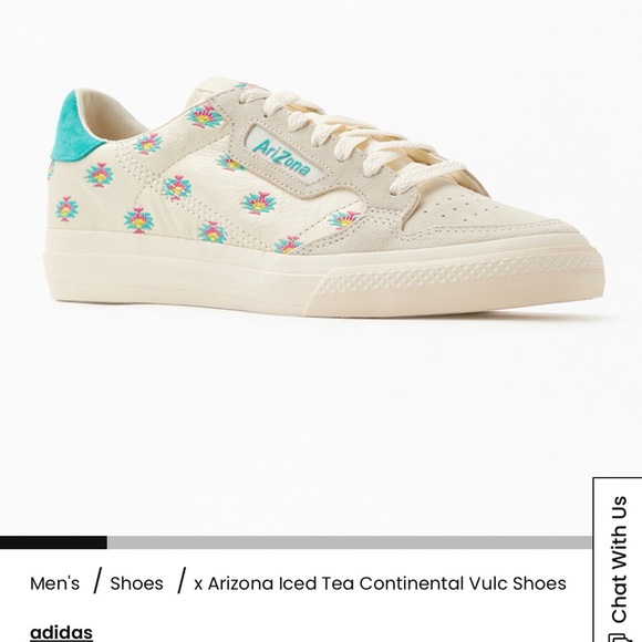 adidas Shoes - adidas Continental Vulc Sneaker - Cream with Teal and Multicolor Embroidery